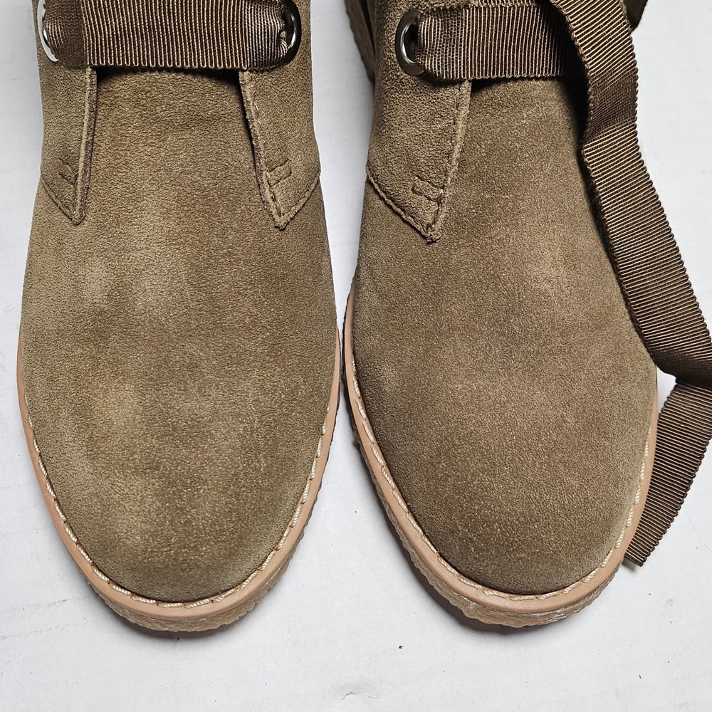 Isaac Mizrahi Olive Suede Lace-Up Ankle Boots